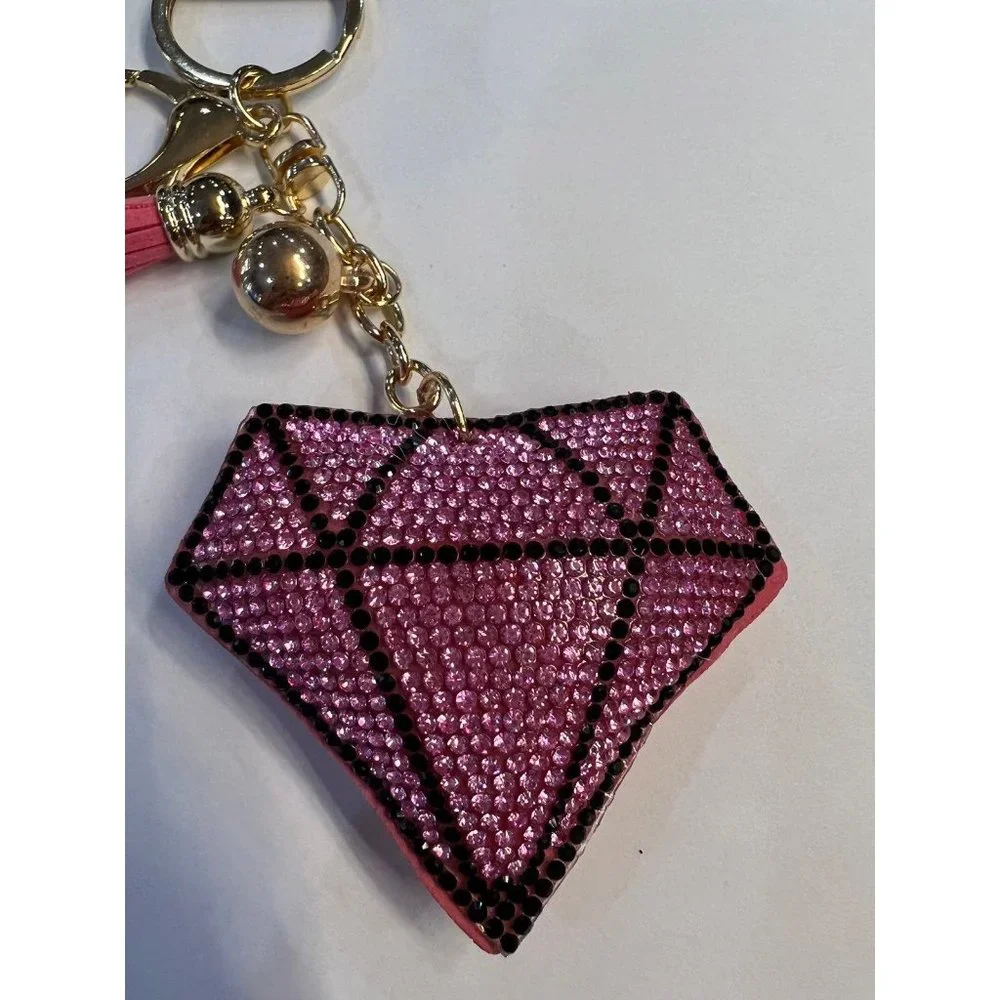 NWT Fashion Jewelry Rhinestone Pink Diamond Keychain/Bag Clip‎